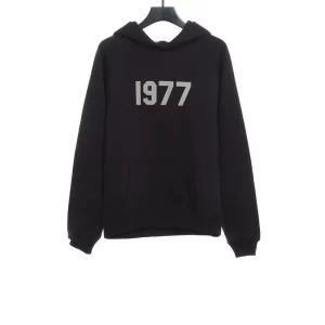 1977 Flocking fleece Hoodie(Black /Green /Grey /Beige)