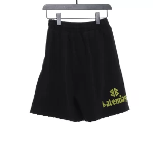 Tape-Print Ripped Shorts