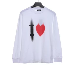 White Ink Heart Long Sleeve T-Shirt