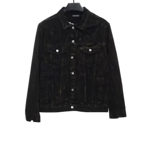 Mud Dyed All Over Printed Ripped Denim Jacket Reps