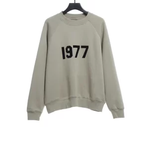 1977 Flocking fleece sweatshirt(Black /Green /Grey /Beige)
