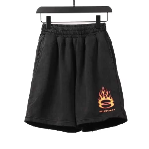 Balenc1@ga  Black & Orange-Flames Shorts