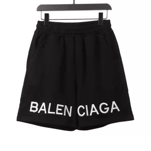 Balenc1@ga  Black and White Embroidered Letter Shorts