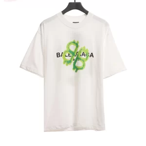 Balenc1@ga  Green Painted Double B T-Shirt Reps