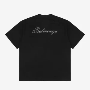 Balenc1@ga Rhinestone Logo T-Shirt Reps