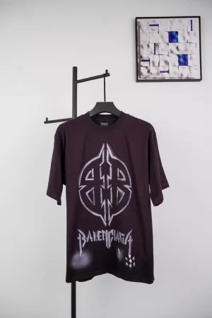 Balenc1@ga  Shield Double B Logo Print T-shirt