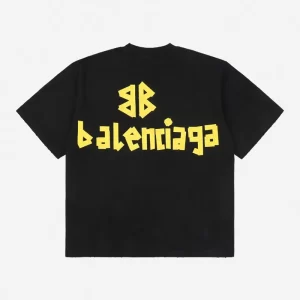 Balenc1@ga Yellow Tape Type T-Shirt Reps