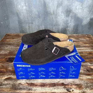 Birkenstock ‘Boston Soft’ Suede Dark Brown