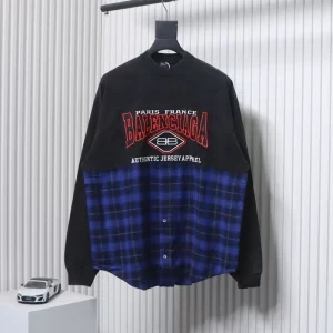 Embroidered Plaid Fake Two-Piece T-Shirt