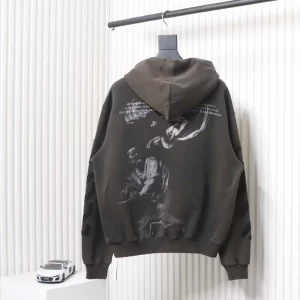Off White Washed Man Print Hoodie