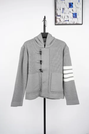 Virgin-wool Half Cardigan Hooded Duffle Jacket(Top Version)