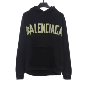Distressed Wrecked Double B Tape Letter Hoodie