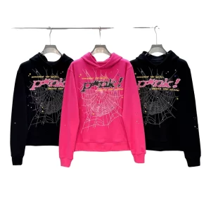 Sp5der Hoodie PInk and Black REps
